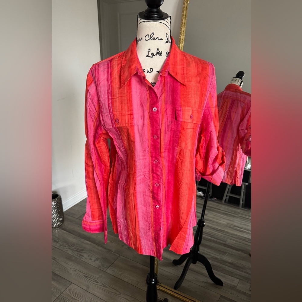 Jones New York Vibrant Pink Button-Down Shirt